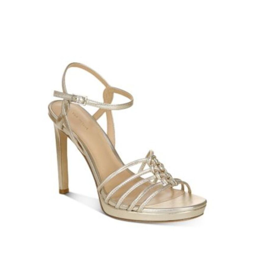 VIA SPIGA Womens Beige 0.5" Platform Strappy Malka Stiletto Slingback Sandal 9 M